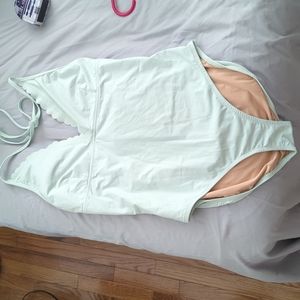 J. Crew Halter Scallop One Piece Swimsuit